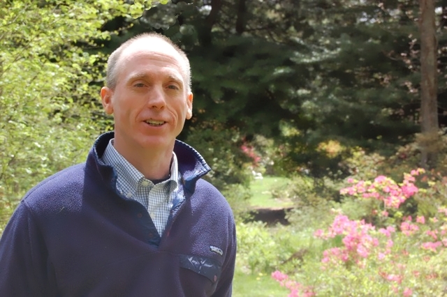 I'm standing outside in the Kinney Azalea Gardens